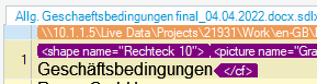 Close-up of the yellow highlighted rectangle above segment numbers in Trados Studio editor window.