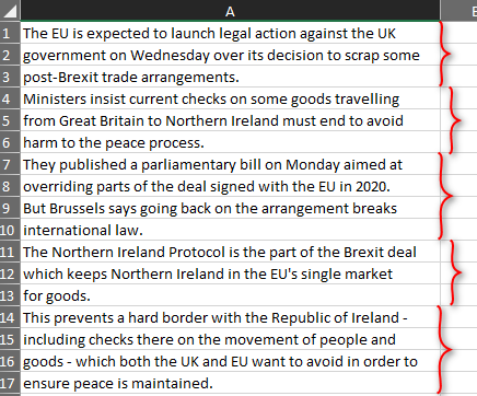 Screenshot of Trados Studio showing a text segment with red wavy underlines indicating spelling errors in a document about UK government legal action post-Brexit.