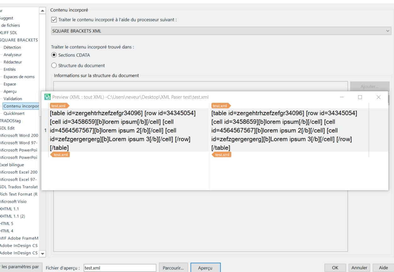 Cannot get content between square brackets in XML file to be processed