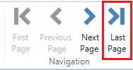 Screenshot of Trados Studio navigation buttons with the 'Last Page' button highlighted in red.