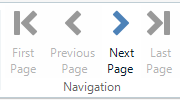 Screenshot of Trados Studio navigation with the Last Page button appearing disabled while other buttons are active.
