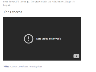 Screenshot of a video player with an error message stating 'Este video es privado' indicating the video is private.