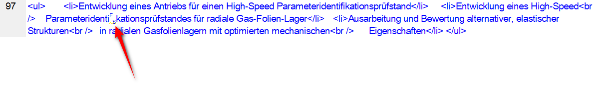 Expanded view of the XML file highlighting the illegal Unicode Character (U+001C) at line 97 in the text editor.