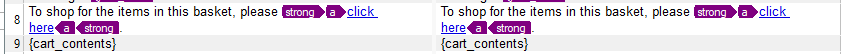 Screenshot of Trados Studio showing Segment 9 with text 'cart_contents' outside of paragraph tags, indicating a potential formatting issue.