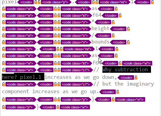Text with multiple 'code' tags in Trados Studio. Tags with 'class="c1"' are highlighted, showing an exception to the 'Not Translatable' rule.