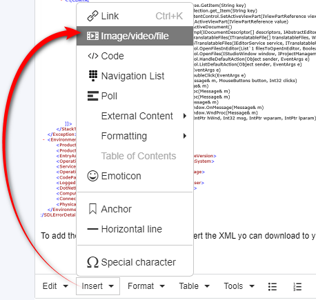 Trados Studio interface highlighting the 'Code' option in the editing toolbar with an arrow pointing towards it.