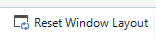 Trados Studio View ribbon showing the 'Reset Window Layout' button with a refresh icon, indicating the action to reset the layout.