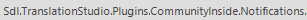 Screenshot of an error message in Trados Studio indicating an issue with the CommunityInside.Notifications plugin.