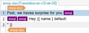 Screenshot of Trados Studio interface displaying a Bilingual Excel file with text 'Psst, we have a surprise for you' and an emoji, indicating file support in version 2022.