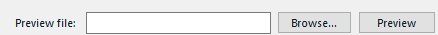 Trados Studio Project Settings showing the Browse and Preview buttons next to a field labeled 'Preview file'.