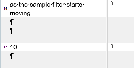 Screenshot of Trados Studio's 'All content' display filter showing two carriage returns, the number 10, and another carriage return in the file.
