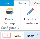 Screenshot of Trados Studio interface with a focus on the top menu, highlighting the Maximize button next to the 'Project Settings' tab.