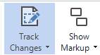 Trados Studio Track Changes dropdown with Show Markup option highlighted.