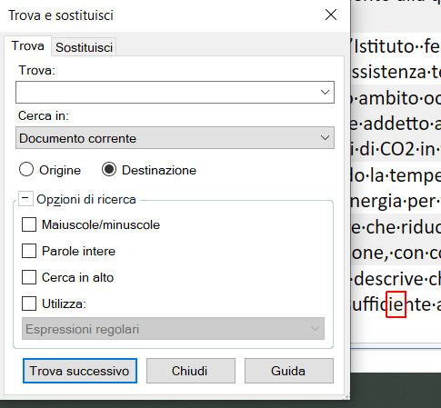 Screenshot of Trados Studio's 'Find and Replace' dialog box with 'Find' tab active, showing no visible errors or warnings.