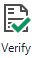 Icon of a document with a green checkmark and the word 'Verify' indicating the Verify button in Trados Studio Review ribbon.