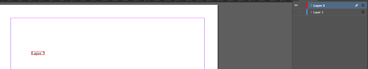 Screenshot of the same graphic design interface showing only 'Layer 2' visible on the document. 'Layer 1' is hidden as per the layers panel on the right.