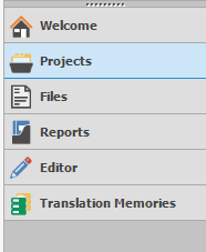 Trados Studio 2022 interface showing the Projects tab selected in the navigation pane.