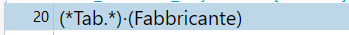 Screenshot of Trados Studio showing a segment with the text '20 (Tab.)(Fabbricante)' indicating a tabulation and parenthesis in the segment.