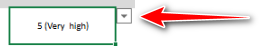 Screenshot showing a dropdown menu with the selected option '5 (Very High)' and a red arrow pointing to the dropdown arrow.