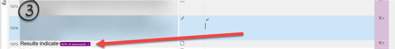 Screenshot of Trados Studio interface showing the sentence as part of an untranslatable tag, indicated by a red arrow.