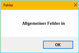 Error dialog box in Trados Studio with the title 'Fehler' and the message 'Allgemeiner Fehler in' with an 'OK' button.