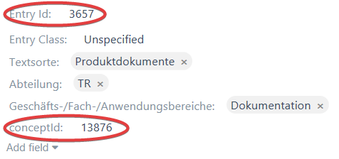 Trados Studio MultiTerm entry showing a different Entry Id 3657 with the same conceptId 13876 highlighted, suggesting a duplication error.