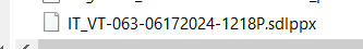 Screenshot showing a file named 'IT_VT-063-06172024-1218P.sdlppx' with a white empty square icon indicating a possible missing thumbnail or icon for the file.