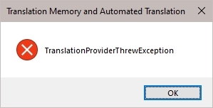 Error message saying 'A task was canceled' in a small dialog box.