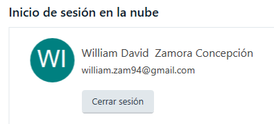 Cloud sign-in window in Trados Studio showing the user's full name as William David Zamora Concepcion and email as william.zam94@gmail.com with a 'Sign out' button.