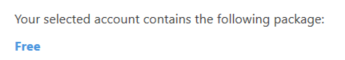 Text indicating the selected account contains the 'Free' package.