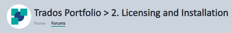 Trados Portfolio section header for Licensing and Installation in the forums.