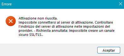 Error message in Trados Studio activation wizard: 'Activation failed. Unable to connect to the activation server. Check the server address in the provider settings. - Request canceled: Unable to create a secure SSLTLS channel.'