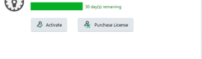 SDL Trados activation screen showing 30 days remaining with options to Activate or Purchase License.