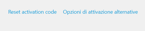 Options for resetting the activation code or using alternative activation methods.