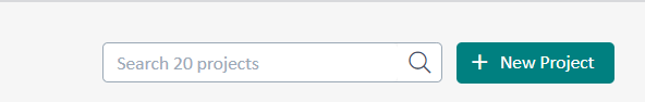 Search bar labeled Search 20 projects with a magnifying glass icon, next to a New Project button.