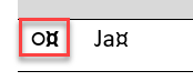 Close-up of a symbol in Trados Studio not displayed correctly, highlighted in red.