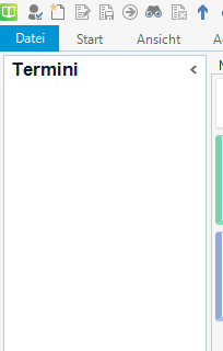 Screenshot of Trados Studio showing an empty 'Termini' window with no entries displayed, despite the user's database having 6 entries.