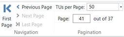 Screenshot of Trados Studio pagination error showing 'Page: 41 out of 37' indicating an incorrect page number input.