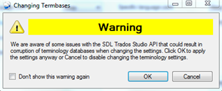 Apply Studio Project Template Terminology warning