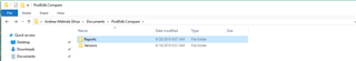 Windows Explorer window showing the contents of the 'ProjectVersionRoot' directory with the 'Reports' folder highlighted.