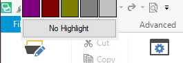 Close-up of the highlight color options in Trados Studio with 'No Highlight' selected.