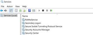 Screenshot showing the Services window with no SDL services listed.