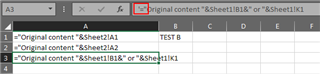 Excel spreadsheet with formulas preceded by an apostrophe to be treated as text in Trados Studio.