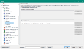 Trados Studio settings window showing file types with a focus on the new Word filetype. No visible errors or warnings.