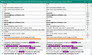 Trados Studio preview window comparing source and target text with highlighted translation differences.