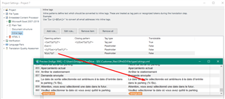 Screenshot of Trados Studio error message indicating regex does not work in Plain Text embedded content processor.