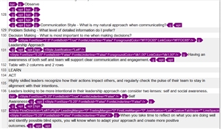 Screenshot of Trados Studio editor showing content with tags included in the segments, highlighted in purple.