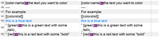 Example text formatting in Trados Studio with different colors and bold tags applied to sample text.