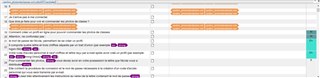 Screenshot of Trados Studio editor showing text segments with multiple 'file name tags' highlighted in orange and purple.