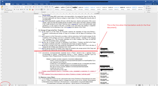 Close-up of Trados Studio's translation editor with a segment selected, displaying a red warning for untranslated text.